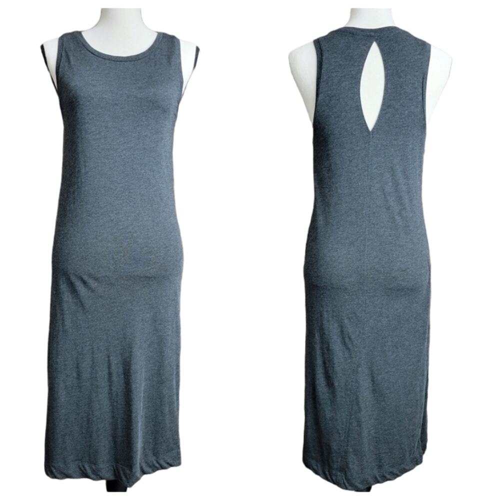 Lolë sleeveless casual tank long maxi dress with side slits dark gray XS | FLAW
